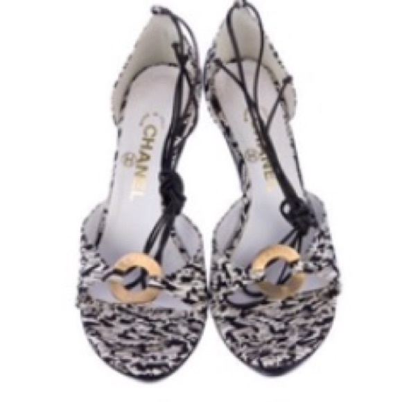 CHANEL Shoes - Chanel Wedge w/Ankle ties